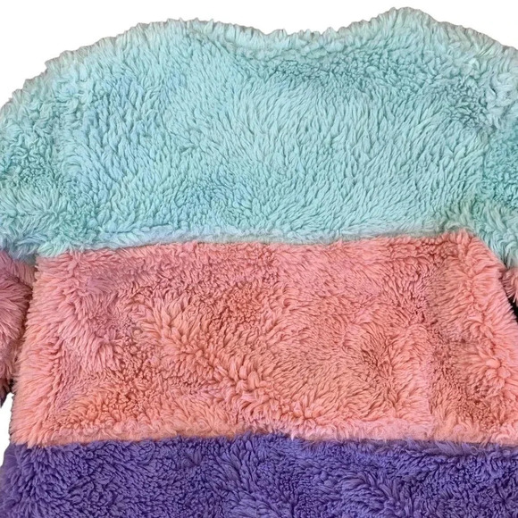 Cat & Jack Faux Fur Fuzzy Winter Coat Jacket Girl Size 4T Green Pink Purple - Picture 7 of 11
